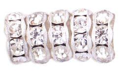 Rhinestone Rondelles 8mm : Silver - Crystal