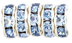 Rhinestone Rondelles 8mm : Silver - Lt Sapphire