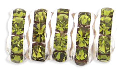 Rhinestone Rondelles 8mm : Silver - Olivine