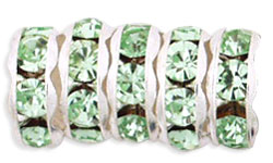 Rhinestone Rondelles 8mm : Silver - Peridot