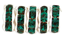 Rhinestone Rondelles 8mm : Silver - Emerald