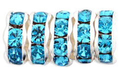 Rhinestone Rondelles 8mm : Silver - Aquamarine