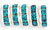 Rhinestone Rondelles 8mm : Silver - Teal