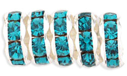 Rhinestone Rondelles 8mm : Silver - Teal