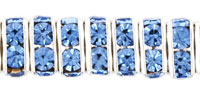 Rhinestone Squaredelles 6mm : Silver - Lt Sapphire