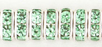 Rhinestone Squaredelles 6mm : Silver - Peridot