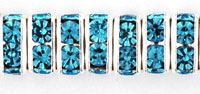 Rhinestone Squaredelles 6mm : Silver - Aquamarine