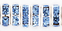 Rhinestone Squaredelles 8mm : Silver - Lt Sapphire