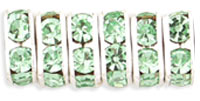 Rhinestone Squaredelles 8mm : Silver - Peridot