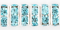 Rhinestone Squaredelles 8mm : Silver - Aquamarine