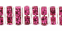 Rhinestone Squaredelles 8mm : Silver - Fuchsia