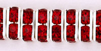 Rhinestone Squaredelles 8mm : Silver - Ruby