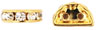 Rhinestone Halfmoons 13 x 6mm : Gold - Crystal