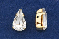Rhinestone Pears 10 x 6mm : Gold - Crystal