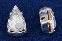 Rhinestone Pears 10 x 6mm : Silver - Crystal