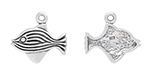 Starman Sterling Silver : Left Facing Swimming Fish Charm 17 x 19mm