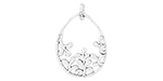 Starman Sterling Silver : Pear-Shaped Pendant with Floral Design 40 x 28mm