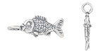 Starman Sterling Silver : Hooked Fish Charm 17 x 6.5mm