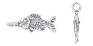 Starman Sterling Silver : Hooked Fish Charm 17 x 6.5mm