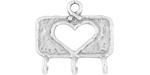 Starman Sterling Silver : Rectangle 3-Strand Connector w/ Cutout Heart