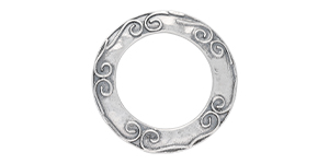 Starman Sterling Silver : Circle Frame Link w/ Swirl Pattern 26 x 26mm