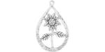 Starman Sterling Silver : Teardrop Cutout w/ Flower Center Pendant
