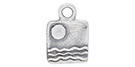 Starman Sterling Silver :  Square Charm with Water and Sky 11 x 7.5mm