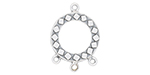Starman Sterling Silver Essentials : Circle Chandelier Link with Three Dangle Loops 18 x 12.5mm