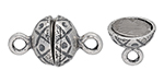 Sterling Silver Round Magnetic Clasp with Crosshatch and Dot Pattern - 13.5 x 7mm