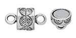 Sterling Silver Barrel Magnetic Clasp with Abstract Pattern - 14 x 7.5mm