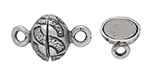 Sterling Silver Round Magnetic Clasp with Abstract Pattern - 12.5 x 7.5mm