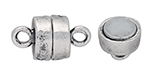 Sterling Silver Barrel Magnetic Clasp with No Pattern - 14.5 x 7.5mm