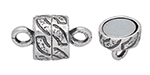 Sterling Silver Small Barrel Magnetic Clasp with Abstract Pattern - 13.5 x 7.5mm