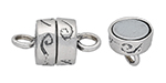 Sterling Silver Barrel Magnetic Clasp with Scroll Pattern - 13.5 x 7mm