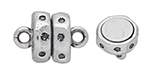 Sterling Silver Barrel Magnetic Clasp with Polka Dot Pattern - 11.5 x 8.5mm