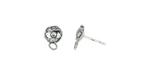 Starman Sterling Silver : Round Flower Post Earring w/ Loop