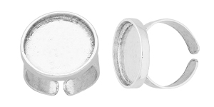 Starman Sterling Silver :  Finger Ring Blank, Adjustable, Round Bezel 19 x 17mm