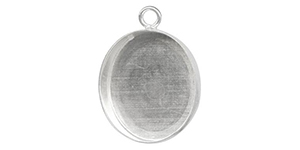 Starman Sterling Silver :  Bezel Cup Pendant, Oval, 12x10mm, 1 Loop