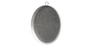 Starman Sterling Silver :  Bezel Cup Pendant, Oval, 40x30mm, 1 Loop