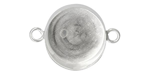 Starman Sterling Silver :  Bezel Cup Pendant Link, Round, 10mm, 2 Loop