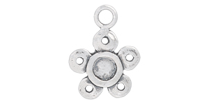 Starman Sterling Silver : Small Five-Petal Flower Pendant w/ Loop 16.5 x 12.5mm