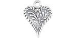 Starman Sterling Silver : Dotted Heart Charm w/ Leaf Design