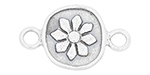 Starman Sterling Silver : Square-ish Link with 8 Petal Flower in Center 17 x 11mm
