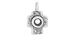 Starman Sterling Silver Religious : Tiny Cross Charm With Center Bezel - 13 x 8mm