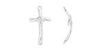 Starman Sterling Silver Religious : Rounded Slightly Hammered Cross Link - 37.5 x 20.5mm
