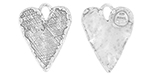 Starman Sterling Silver : Large Flat Textured Heart Pendant 25 x 20mm