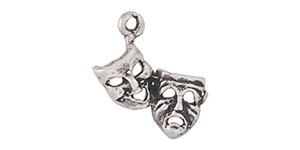 Starman Sterling Silver : 2 Masks Theatre Symbol Pendant 12.5 x 7.5mm