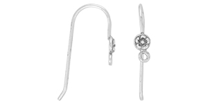 Starman Sterling Silver : Round Flower Earwire 26 x 13mm