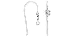 Starman Sterling Silver : Flat Flower Earwire 27 x 11mm