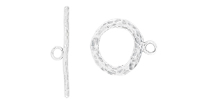 Starman Sterling Silver Essentials : Hammered Toggle Clasp Bar: 25 x 2mm, Loop: 18.5 x 15.5mm